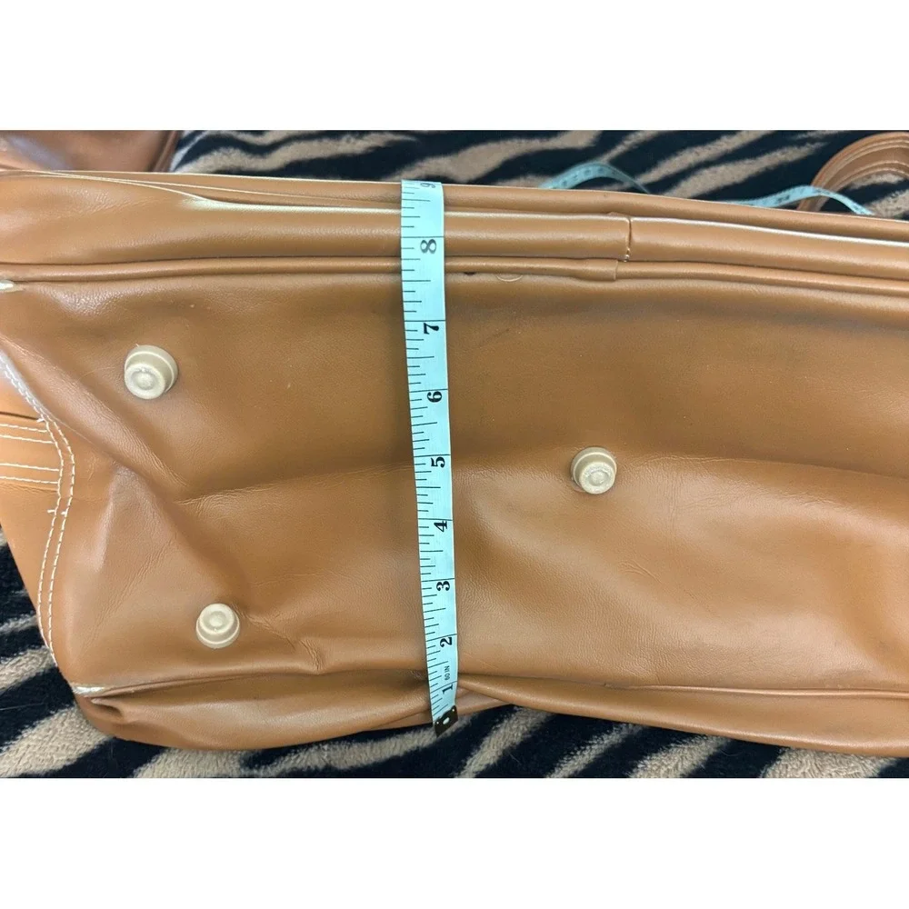 Vintage Tan Faux Leather Travel‎ Bag Set Lot of 3 YKK Zippers Retro Luggage READ